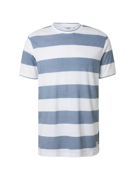 INDICODE JEANS Tricou Aringa albastru închis alb