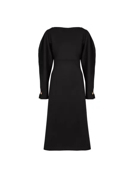 Sukienka midi Philosophy Di Lorenzo Serafini wełniana z dekoltem w łódkę do kolan czarna