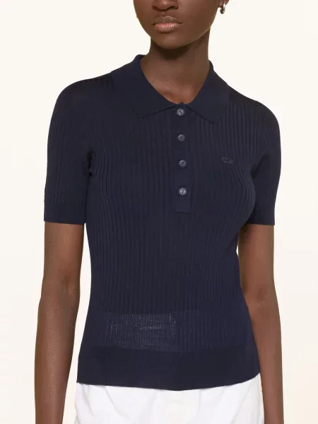 Lacoste Dzianinowa Koszulka Polo Z Wełny Merynosowej blau granatowe
