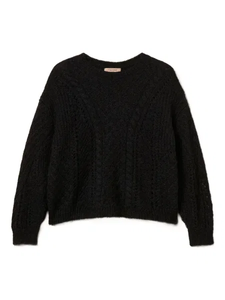 Pulover Twinset de lână ajurat negru