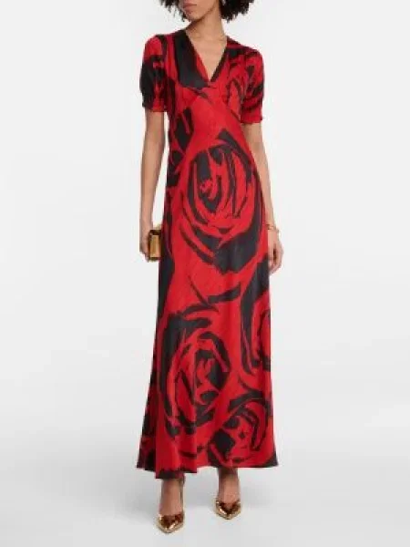 Virágos maxi ruha Diane Von Furstenberg piros