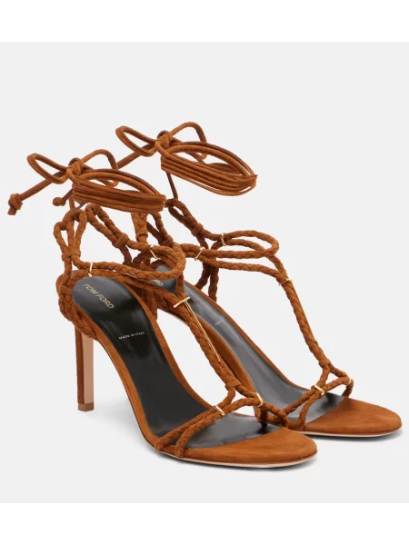 Sandale Tom Ford din piele de căprioară maro