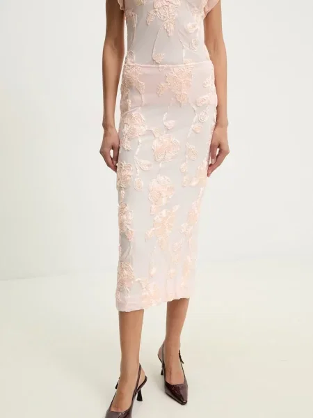 Rotate fustă midi drept roz