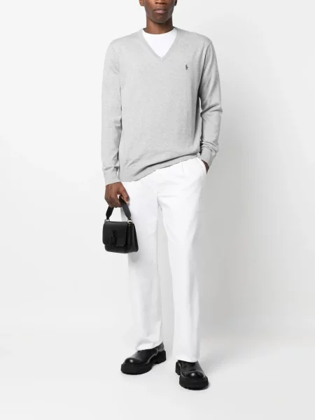 Siuvinėtas megztinis Polo Ralph Lauren pilka