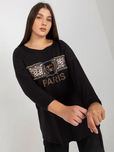 Bluză Fashionhunters cu decolteu rotund negru