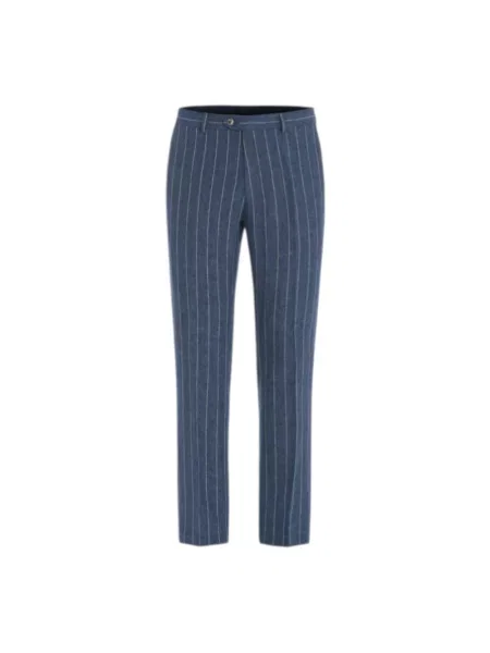 Lniane spodnie lniane Oscar Jacobson niebieskie