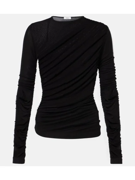 Top Agolde din jerseu drapat negru