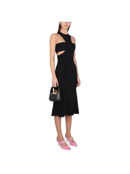 Dzianinowa sukienka midi Alexander Mcqueen czarna