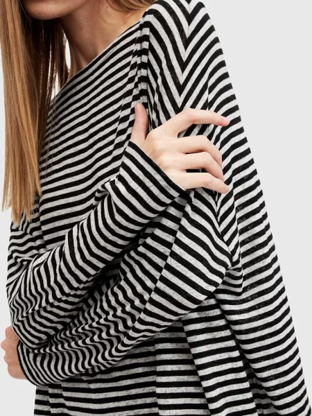 Blúzka AllSaints RITA STRIPE TEE sivá