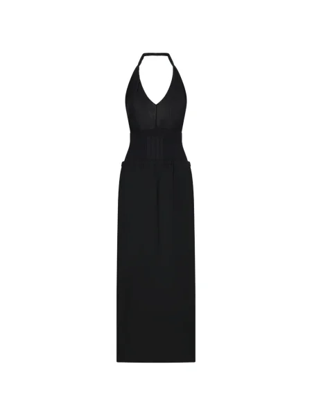 Rochie The Attico din tul cu gât halter de costum negru