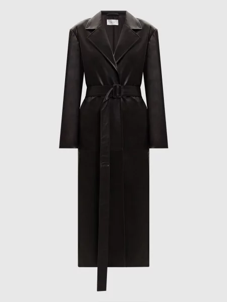 Шкіряне пальто на запах Raisa The Row коричневе