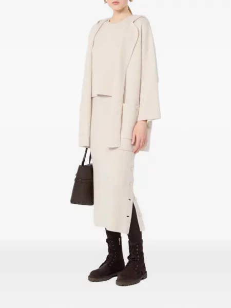 Вълнена жилетка Max Mara с качулка бежово