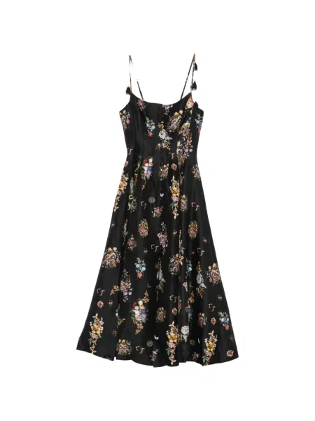 Rochie midi Camilla cu model floral cu imagine negru