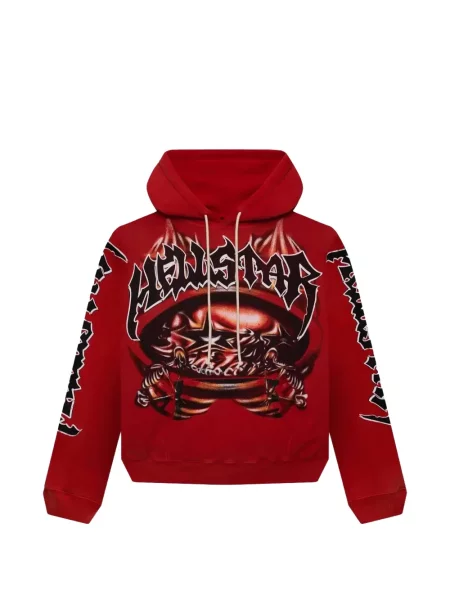 Grafic tricou Hellstar cu glugă roșu