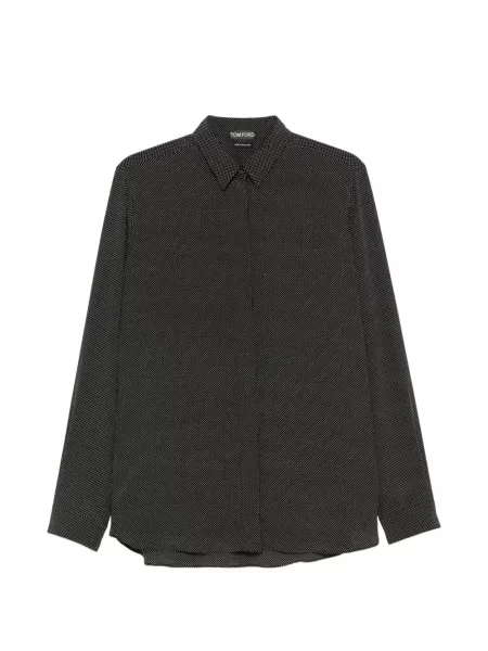 Lung cămașă Tom Ford cu buline negru
