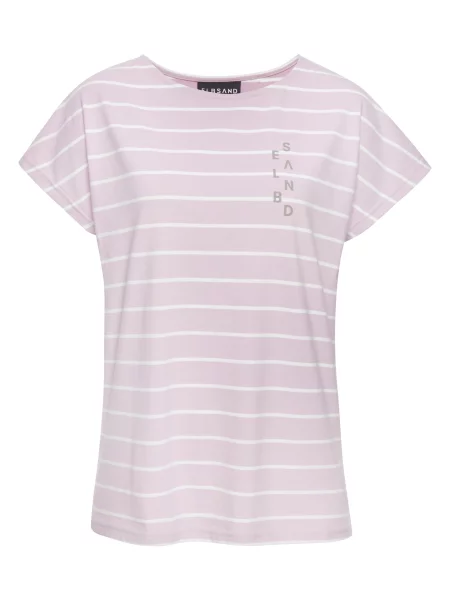 Elbsand Tricou gri / roz alb