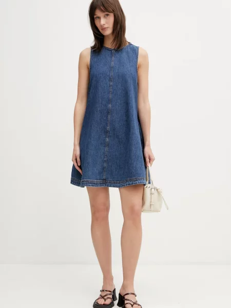 Tommy Jeans poletna obleka denim modra
