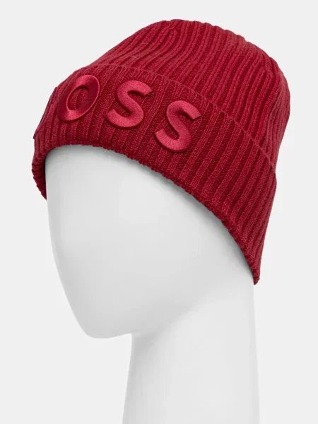 BOSS beanie kapa volnena Lara_hat rdeča