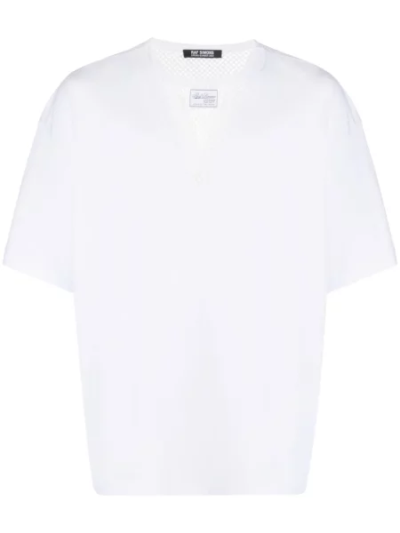 Tricou Raf Simons scurt de plasă alb