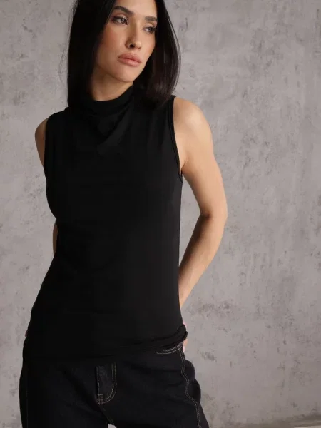 Top Other bez rękawów ze stójką czarny