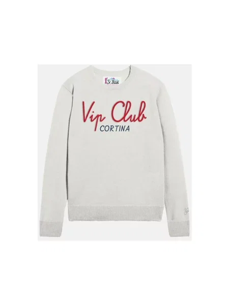 Sweter Mc2 Saint Barth z nadrukiem beżowy