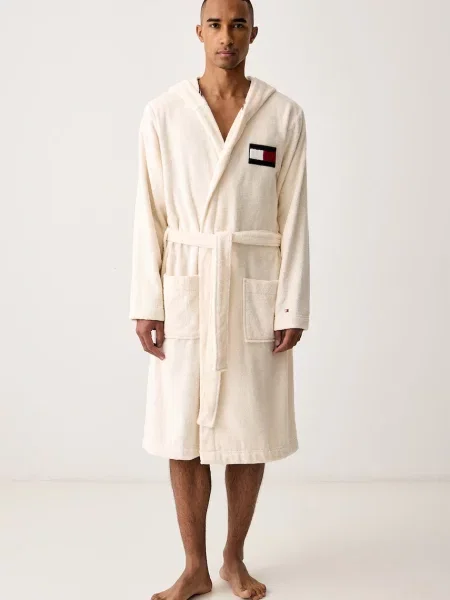 Tommy Hilfiger szlafrok z kapturem beżowy