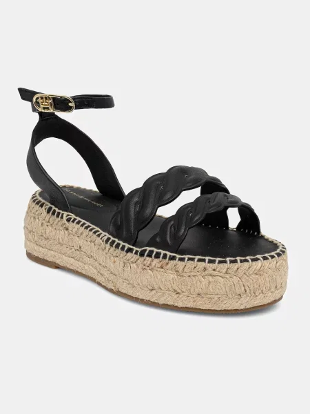 Usnjeni sandali Tommy Hilfiger LEATHER ROPE REAL ESPAD SANDAL črna