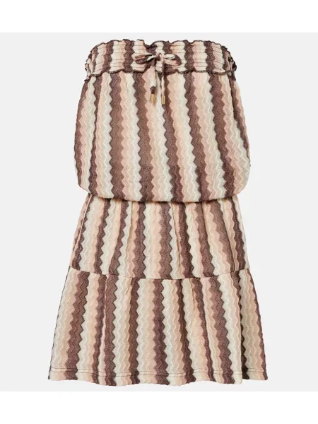 Rochie Melissa Odabash cu dungi fără bretele maro
