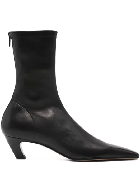 Botine Khaite cu vârf pătrat negru