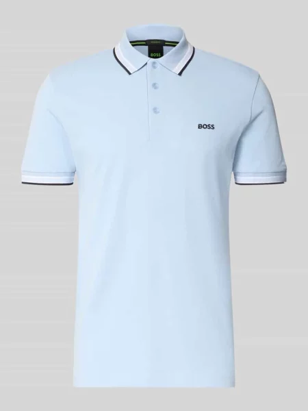 Koszulka polo o kroju regular fit z wyhaftowanym logo model ‘Paddy’ Boss Green niebieska