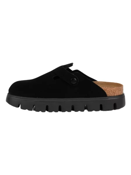 Birkenstock Boston Chunky Suede Leather Narrow Fit Kobiety Sandały Birkenstock Size: czarny