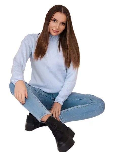 Svetr s vysokým výstřihem modrý