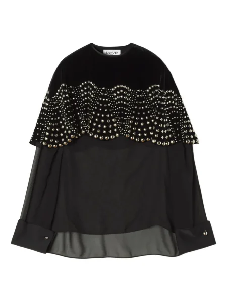 Top Lanvin de catifea cu mărgele negru