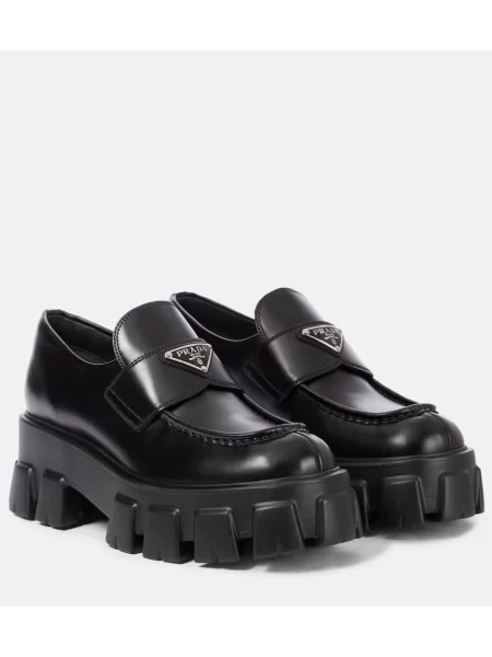 Кожени лоуфъри Prada черно