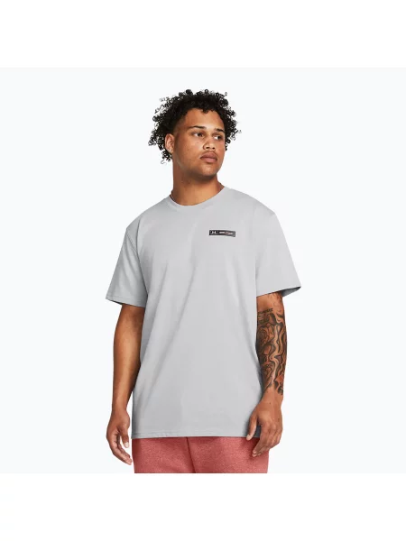 Tricou pentru bărbați Under Armour HW Armour Label mod gray medium heather/black negru