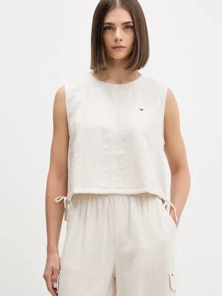 Tommy Jeans bluza z lanom bež