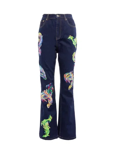 Haftowane proste jeansy Area z wysoką talią