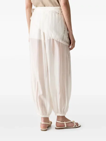 Pantaloni Haveone cu paiete plic alb