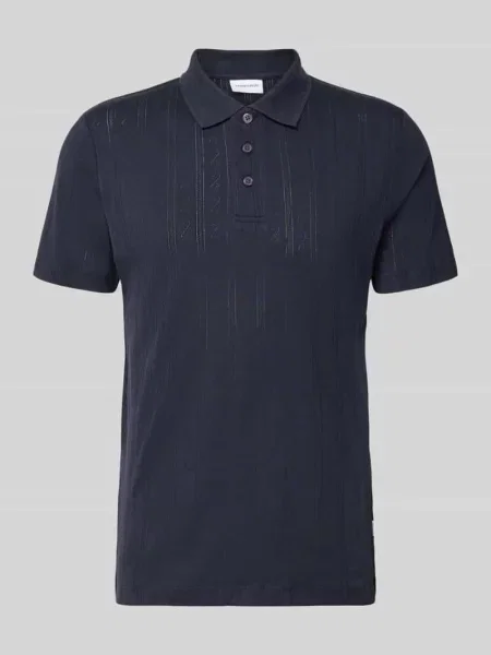 Koszulka polo w kroju regular fit z krótką listwą guzikową Lindbergh granatowa