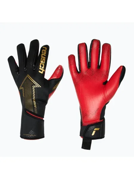 Вратарски ръкавици Reusch Fastgrip Gold X GluePrint черни/златни/огнено червени черно