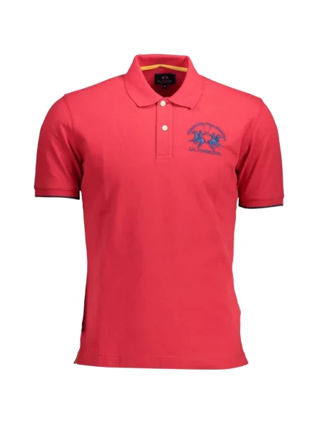 Tricou polo La Martina cu broderie roșu