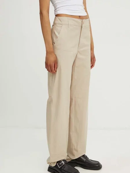 Moschino Jeans pantaloni de drept high waist bej
