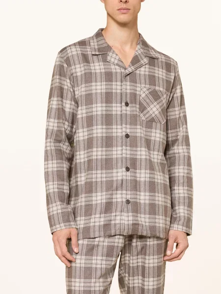 Calida Pyžamo Relax Flannel Mood Z Flanelu hnědá