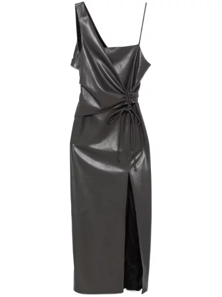 Sukienka midi Nanushka asymetryczna do kolan garniturowa szara