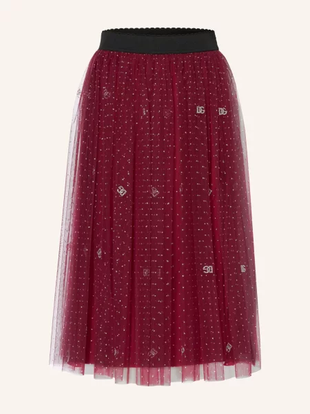 Dolce & Gabbana Tylová Sukně tmavě červená/ stříbrná červené