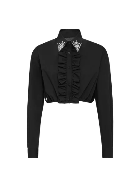 Koszula Philipp Plein popelinowa o skróconej długości czarna