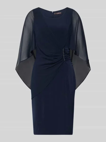 Sukienka koktajlowa o długości do kolan z okrągłym dekoltem Vera Mont niebieska