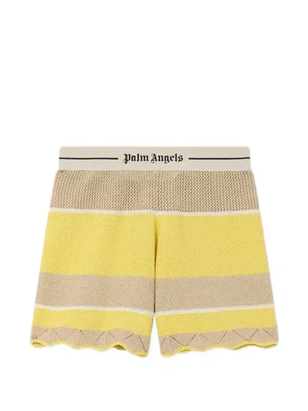 Pantaloni scurți Palm Angels tricotate cu autograf galben