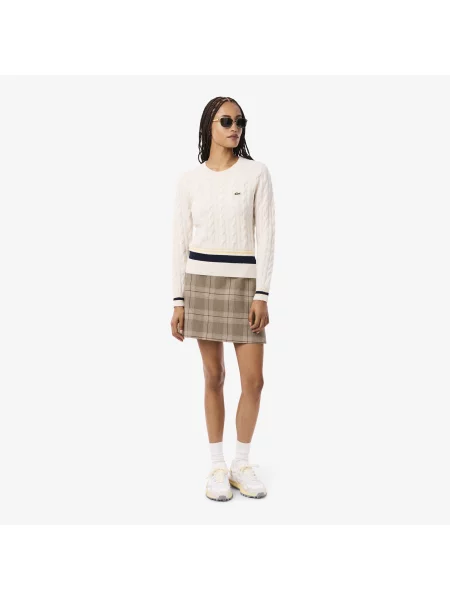 Lacoste Spódnica W Kratę Classic Fit brązowa