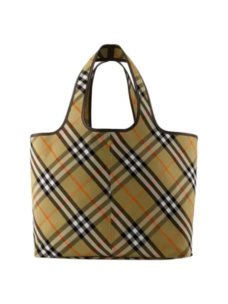 Wielobarwność shopperka Burberry płócienna w kratkę beżowa